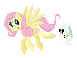 Size: 6894x5202 | Tagged: safe, artist:mysteriouskaos, angel bunny, fluttershy, pegasus, pony, absurd resolution, female, mare