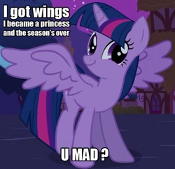 Size: 587x569 | Tagged: safe, derpibooru import, twilight sparkle, twilight sparkle (alicorn), alicorn, pony, troll, image macro, trollface, trolling, twiface, wrong neighborhood