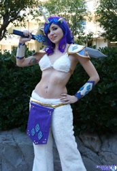 Size: 1407x2048 | Tagged: safe, artist:blakstarr, rarity, human, bellyring, cosplay, irl, irl human, photo, solo, sword