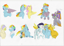 Size: 1024x744 | Tagged: safe, artist:artemideus, derpibooru import, applejack, fluttershy, rainbow dash, soarin', earth pony, pegasus, pony, alternate hairstyle, alternate universe, appledash, bisexual, female, lesbian, male, polyamory, shipping, soarindash, straight