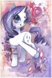 Size: 796x1200 | Tagged: safe, artist:paulina-ap, rarity, pony, unicorn, solo, traditional art, watercolor painting