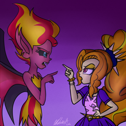 Size: 900x900 | Tagged: safe, artist:wubcakeva, adagio dazzle, sunset satan, sunset shimmer, equestria girls, argument