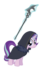 Size: 7412x12634 | Tagged: safe, artist:amarthgul, starlight glimmer, pony, absurd resolution, cloak, clothes, crossover, magic, medivh, simple background, solo, staff, transparent background, vector, warcraft