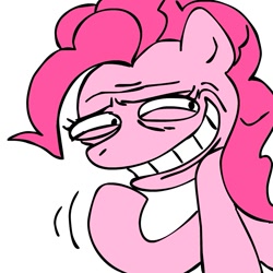 Size: 945x945 | Tagged: safe, artist:megasweet, pinkie pie, earth pony, pony, funny, happy, reaction image, smiling, smirk, solo