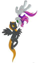 Size: 2300x3800 | Tagged: safe, artist:darkdoomer, derpy hooves, sweetie belle, pegasus, pony, female, hyperspace, mare, minimalist, ms paint