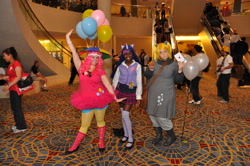 Size: 4288x2848 | Tagged: safe, derpy hooves, pinkie pie, twilight sparkle, human, balloon, cosplay, irl, irl human, photo