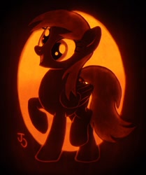 Size: 816x978 | Tagged: safe, artist:johwee, derpy hooves, pegasus, pony, female, jack-o-lantern, mare, photo, pumpkin