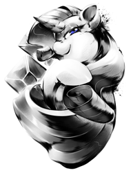 Size: 543x716 | Tagged: safe, artist:0r0ch1, rarity, pony, unicorn, black and white, bust, grayscale, monochrome, neo noir, partial color, portrait, solo