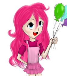 Size: 1500x1700 | Tagged: safe, artist:poisonicpen, pinkie pie, balloon, humanized, simple background, solo, white background