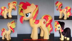 Size: 1024x587 | Tagged: safe, artist:agatrix, sunset shimmer, pony, unicorn, cloak, clothes, irl, photo, plushie, solo