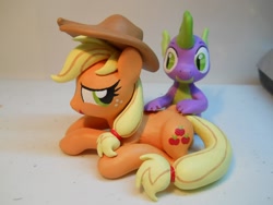 Size: 2048x1536 | Tagged: safe, artist:earthenpony, applejack, spike, applespike, backrub, female, irl, male, photo, scene interpretation, sculpture, shipping, straight