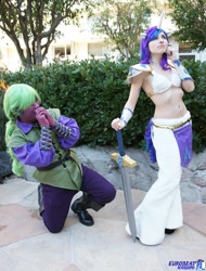 Size: 1553x2048 | Tagged: safe, artist:blakstarr, rarity, spike, human, bellyring, cosplay, irl, irl human, photo