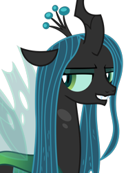 Size: 2466x3375 | Tagged: safe, artist:sketchmcreations, queen chrysalis, changeling, changeling queen, the summer sun setback, female, lidded eyes, quadrupedal, simple background, smiling, smug, solo, transparent background, vector