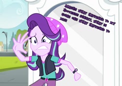 Size: 1272x900 | Tagged: safe, artist:epiccartoonsfan, edit, edited screencap, screencap, starlight glimmer, equestria girls, mirror magic, spoiler:eqg specials, beanie, clothes, hat, solo, vest, watch, wristwatch