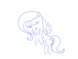 Size: 1600x1200 | Tagged: safe, fluttershy, pegasus, pony, drawfag, human-faced pony, solo, what has science done