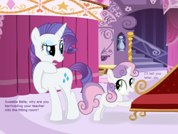 Size: 1000x750 | Tagged: safe, artist:staticwave12, rarity, sweetie belle, pony, unicorn, hearts and hooves day (episode), carousel boutique, dialogue, fainting couch, hearts and hooves day