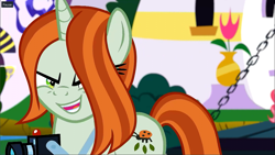 Size: 1920x1080 | Tagged: safe, screencap, crackle cosette, queen chrysalis, changeling, changeling queen, pony, unicorn, the ending of the end, camera, disguise, disguised changeling, female, laughing, leak