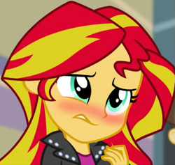 Size: 545x517 | Tagged: safe, edit, edited screencap, screencap, sunset shimmer, equestria girls, rainbow rocks, blushing, cropped, cute, shimmerbetes