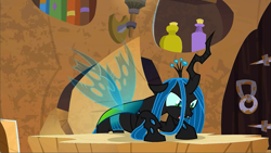 Size: 1920x1080 | Tagged: safe, screencap, queen chrysalis, changeling, changeling queen, pony, unicorn, the ending of the end, cave, female, leak