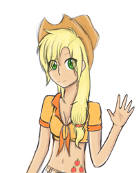 Size: 629x784 | Tagged: safe, artist:leximoon, applejack, humanized, simple background, solo, white background