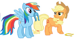 Size: 900x462 | Tagged: safe, artist:jbond, derpibooru import, applejack, rainbow dash, earth pony, pegasus, pony, horseshoes