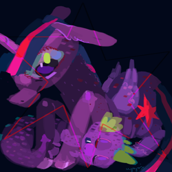 Size: 800x800 | Tagged: safe, artist:cygaj, derpibooru import, spike, twilight sparkle, dragon, abstract