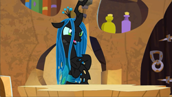 Size: 1920x1080 | Tagged: safe, screencap, queen chrysalis, changeling, changeling queen, pony, the ending of the end, cave, female, leak