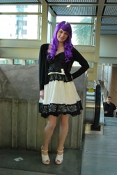 Size: 1944x2896 | Tagged: artist needed, safe, rarity, human, bow, cosplay, high heels, irl, irl human, photo, sakura con, solo