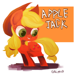 Size: 700x700 | Tagged: safe, artist:gikima, applejack, earth pony, pony, female, looking back, mare, solo