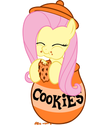 Size: 4007x5828 | Tagged: safe, artist:filpapersoul, fluttershy, pegasus, pony, absurd resolution, cookie, cookie jar, cookie jar pony, cute, eating, food, shyabetes, simple background, solo, transparent background, vector