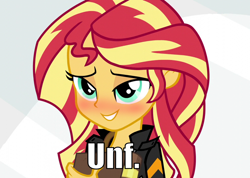 Size: 1012x720 | Tagged: safe, edit, edited screencap, screencap, sunset shimmer, equestria girls, friendship games, blushing, solo, unf