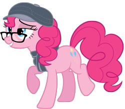 Size: 2333x2033 | Tagged: safe, artist:stainless33, pinkie pie, earth pony, pony, cap, clothes, flat cap, glasses, hat, hipster, scarf, simple background, solo, transparent background, vector