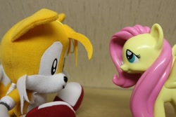 Size: 800x533 | Tagged: artist needed, source needed, safe, fluttershy, crossover, irl, miles "tails" prower, photo, sonic the hedgehog (series), toy