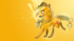 Size: 1920x1080 | Tagged: safe, artist:avareq, applejack, wolf, species swap, wallpaper, wolfified, wolfjack