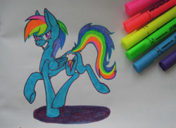 Size: 2728x1984 | Tagged: safe, artist:black-nocturne, derpibooru import, rainbow dash, pony, irl, marker, marker drawing, photo, solo, traditional art