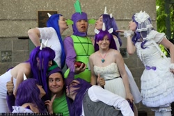 Size: 2048x1365 | Tagged: artist needed, safe, rarity, spike, human, 2012, a-kon, cosplay, group photo, irl, irl human, lolita fashion, photo