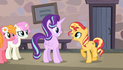 Size: 13978x8000 | Tagged: safe, artist:bubblestormx, starlight glimmer, sunflower (character), sunset shimmer, twinkleshine, alicorn, pony, the cutie map, absurd resolution, alicornified, alternate universe, equal cutie mark, our town, race swap, starlicorn, xk-class end-of-the-world scenario