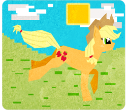 Size: 900x787 | Tagged: safe, artist:kellypony, applejack, earth pony, pony, female, jumping, mare, solo