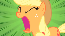 Size: 1280x720 | Tagged: safe, screencap, applejack, earth pony, pony, over a barrel, female, mare, yelling