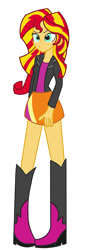 Size: 720x1996 | Tagged: safe, artist:sunshi, sunset shimmer, equestria girls, boots, clothes, jacket, leather jacket, skirt, solo