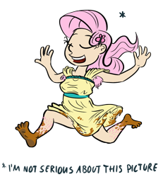 Size: 974x1056 | Tagged: safe, artist:derkrazykraut, fluttershy, human, armpit hair, barefoot, dirty, feet, hairy, hairy legs, hippie, hippieshy, hopefully mud, humanized, leg hair, mud, simple background, solo, transparent background