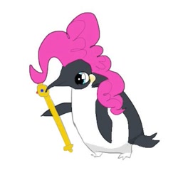 Size: 423x411 | Tagged: safe, artist:onsaud, pinkie pie, emperor penguin, penguin, female, pink hair, simple background, solo, species swap