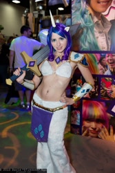 Size: 1365x2048 | Tagged: safe, artist:blakstarr, rarity, human, bellyring, cosplay, irl, irl human, photo, san diego comic con, sword, weapon