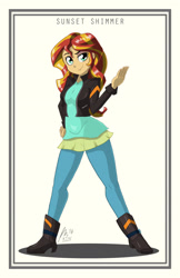 Size: 1320x2040 | Tagged: safe, artist:j-nanasca, sunset shimmer, equestria girls, clothes, female, solo, two toned hair