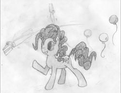 Size: 1747x1347 | Tagged: safe, artist:onsaud, pinkie pie, earth pony, pony, balloon, cake, solo