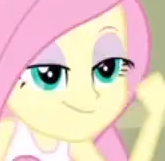 Size: 165x161 | Tagged: safe, screencap, fluttershy, equestria girls, equestria girls (movie), cropped, eyeshadow, faic, fist, lidded eyes, picture for breezies, smiling, smirk, solo