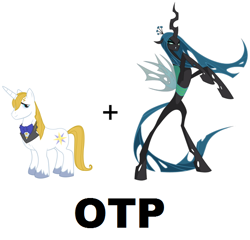 Size: 590x566 | Tagged: safe, artist:tarajenkins, edit, prince blueblood, queen chrysalis, changeling, changeling queen, bluesalis, crack shipping, female, male, meme, otp, rearing, shipping, stallion, straight, unshorn fetlocks