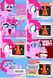 Size: 1056x1550 | Tagged: safe, artist:terry, pinkie pie, earth pony, pony, comic, computer, crossover, deadpool, vulgar