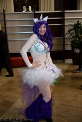 Size: 1365x2048 | Tagged: artist needed, safe, rarity, human, clothes, cosplay, fishnet stockings, irl, irl human, leg warmers, momocon, photo, solo, tutu