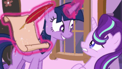 Size: 960x540 | Tagged: safe, screencap, starlight glimmer, twilight sparkle, twilight sparkle (alicorn), alicorn, pony, a royal problem, duo, duo female, female, gif, list, magic, non-animated gif